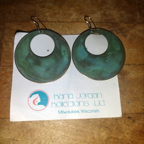 Jewelry - Vintage Patinaed Copper Hoop Earrings